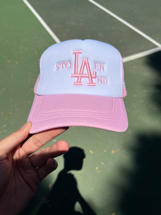 Pink Stolen LAnd trucker hat